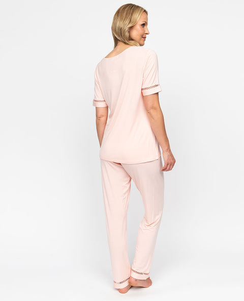 Sally Womens Lace-Detail Jersey Pyjama Set