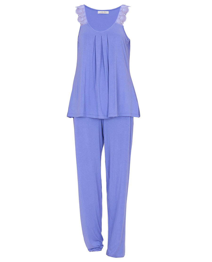 Angelina Damen-Pyjama-Set aus Jersey mit Spitzendetail