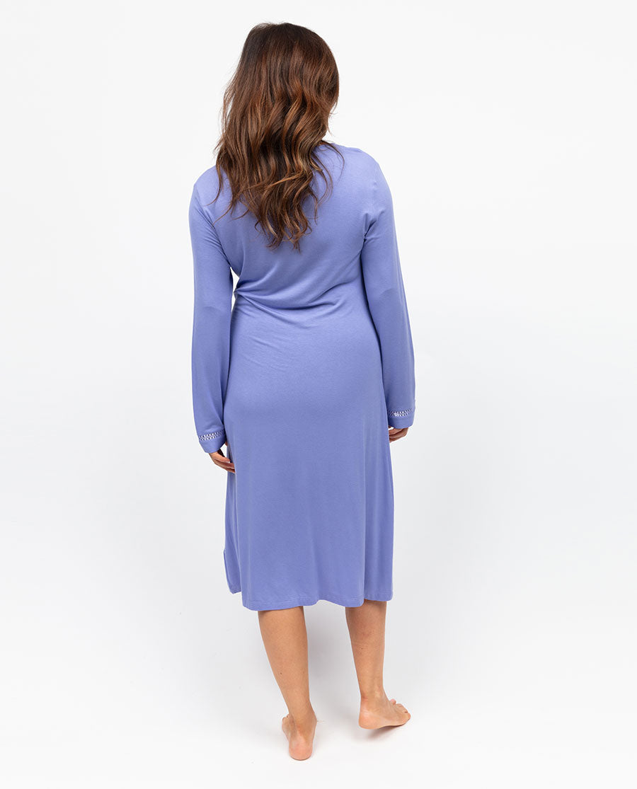 Chemise de nuit courte en jersey avec empiècements en dentelle pour femme Angelina