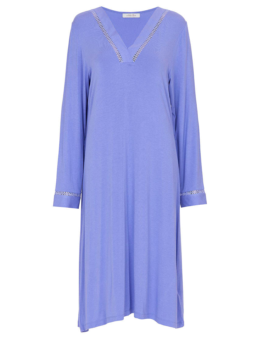 Chemise de nuit courte en jersey avec empiècements en dentelle pour femme Angelina