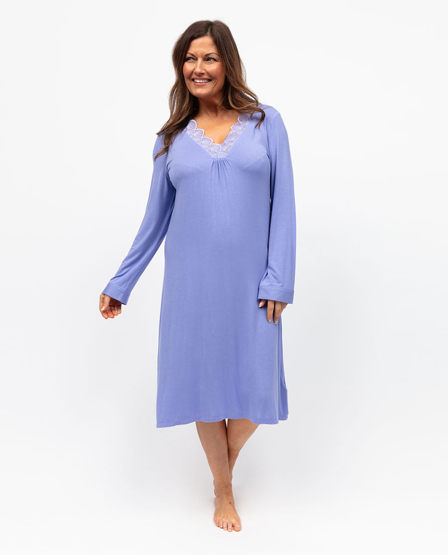 Angelina Damen-Nachthemd aus Jersey mit Spitzendetail