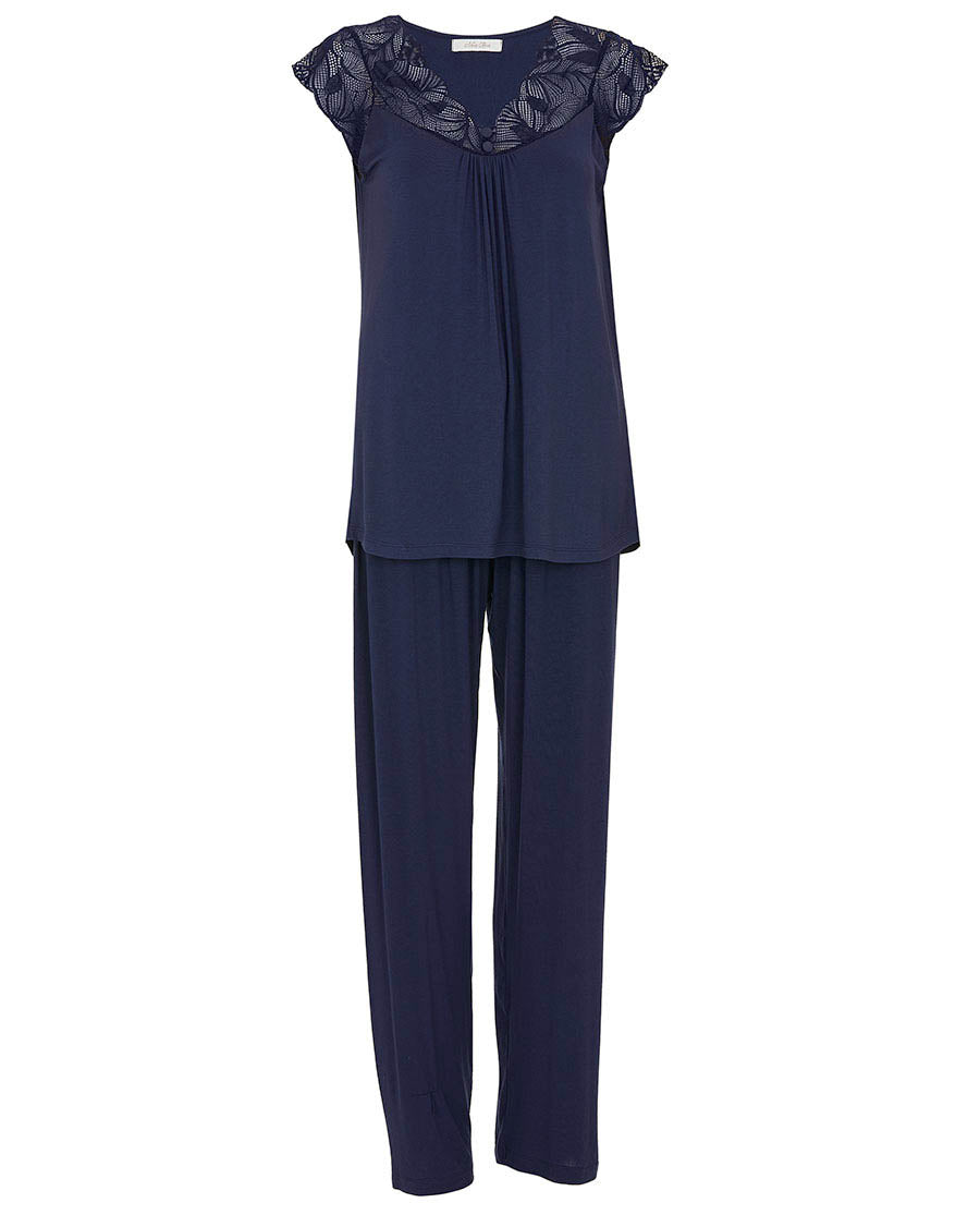 Ensemble pyjama en jersey à détails en dentelle pour femme Caroline