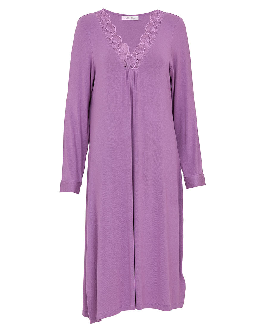 Chemise de nuit courte en jersey à détails en dentelle pour femme Rhea