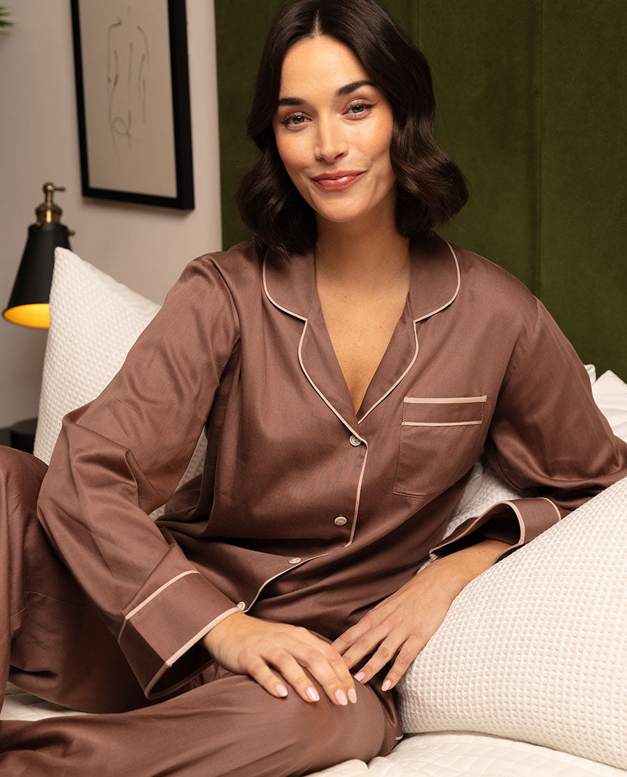Fulham Mocha Blush Wide Leg Pyjama Set