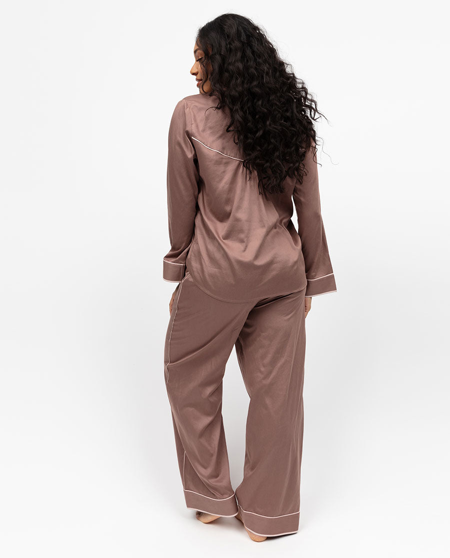 Fulham Mocha Blush Wide Leg Pyjama Set