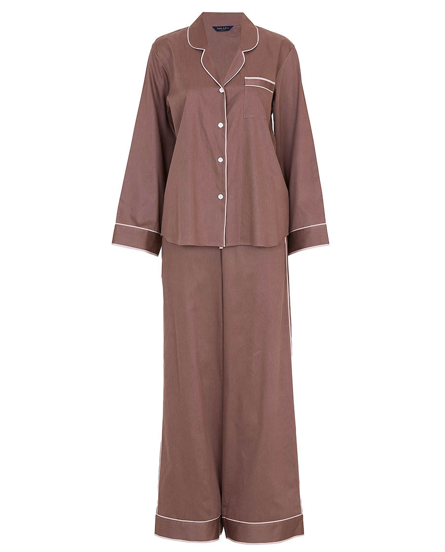 Fulham Mocha Blush Wide Leg Pyjama Set
