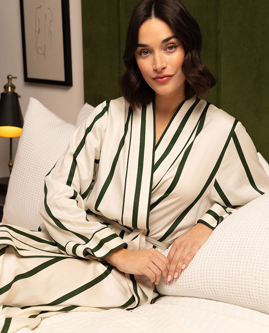 Maida Vale Printed Stripe Long Dressing Gown