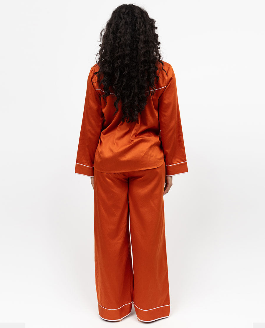 Camden Burnt Orange Wide Leg Pyjama Set