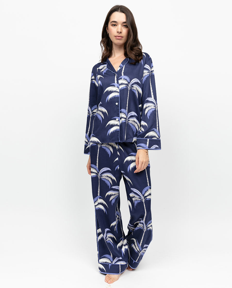 Chancery Palm Print Wide Leg Pyjama Set