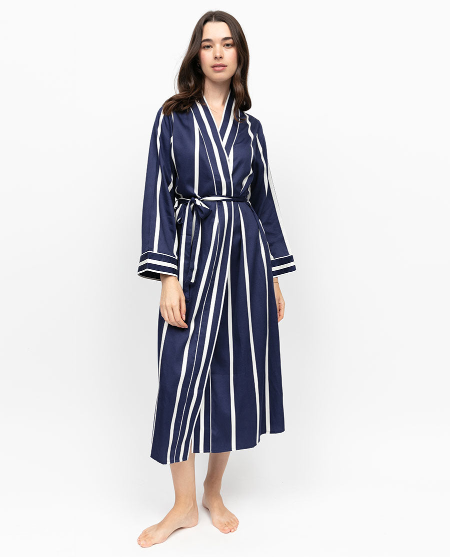 Chancery Printed Stripe Long Dressing Gown