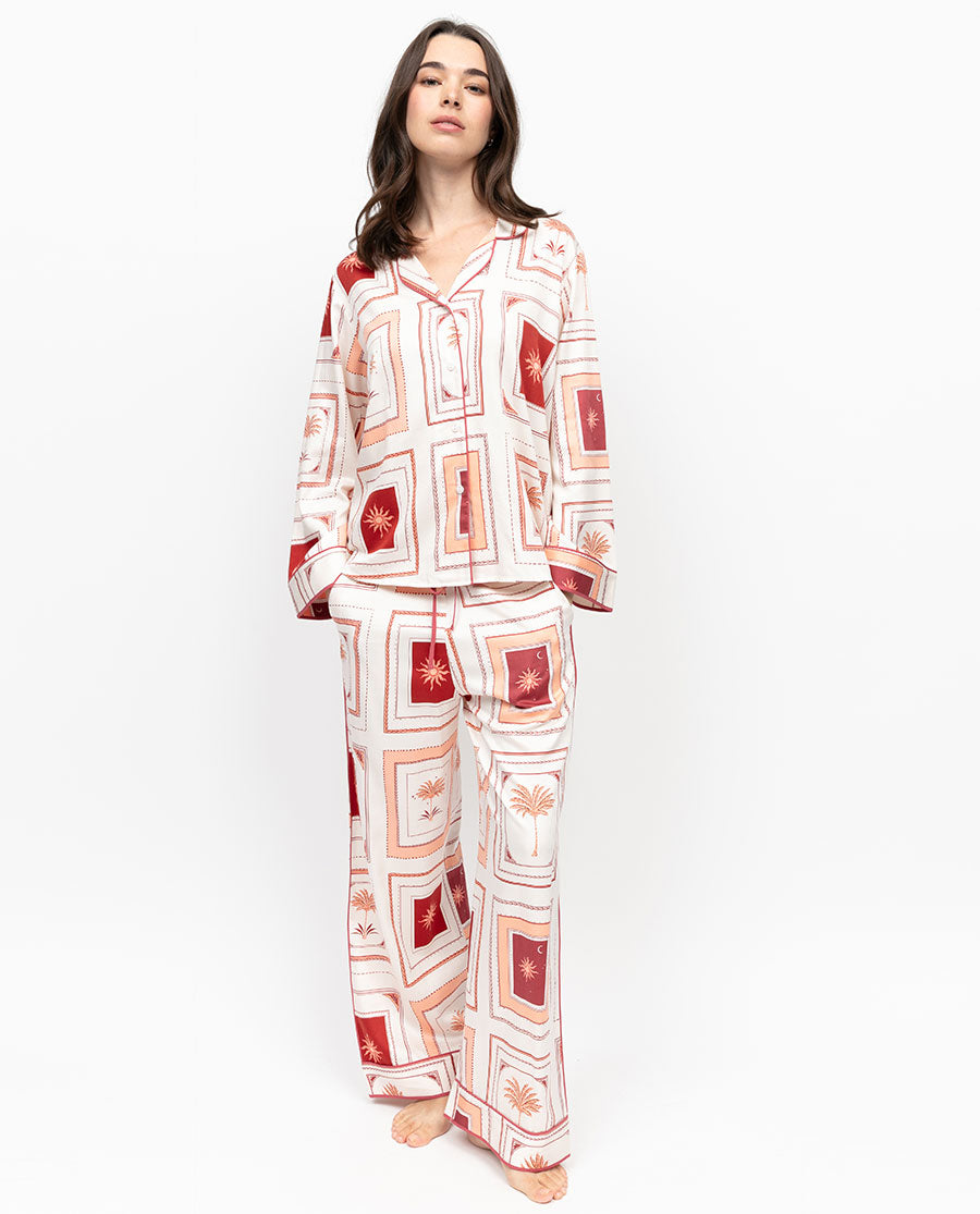 Rosebery Postcard Print Wide Leg Pyjama Set