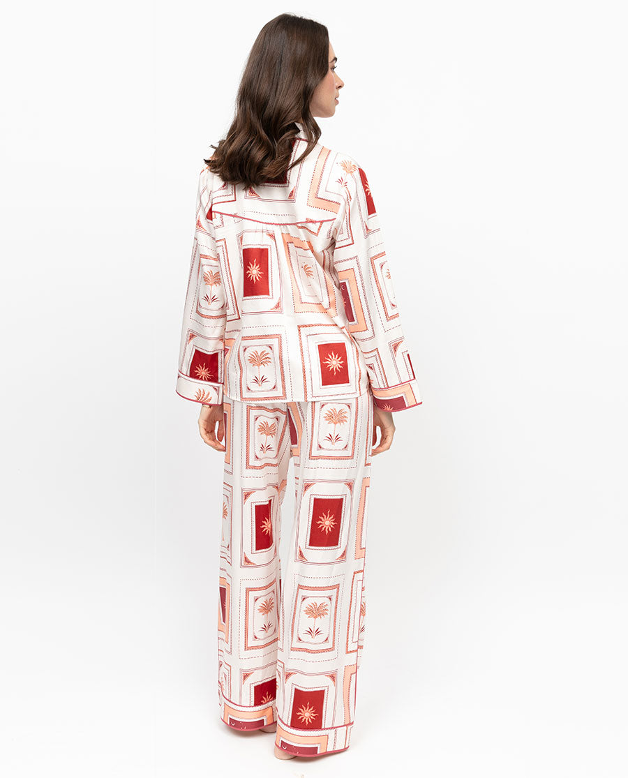 Rosebery Postcard Print Wide Leg Pyjama Set
