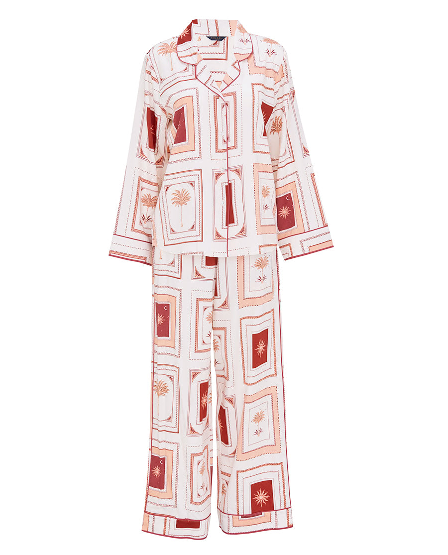 Rosebery Postcard Print Wide Leg Pyjama Set