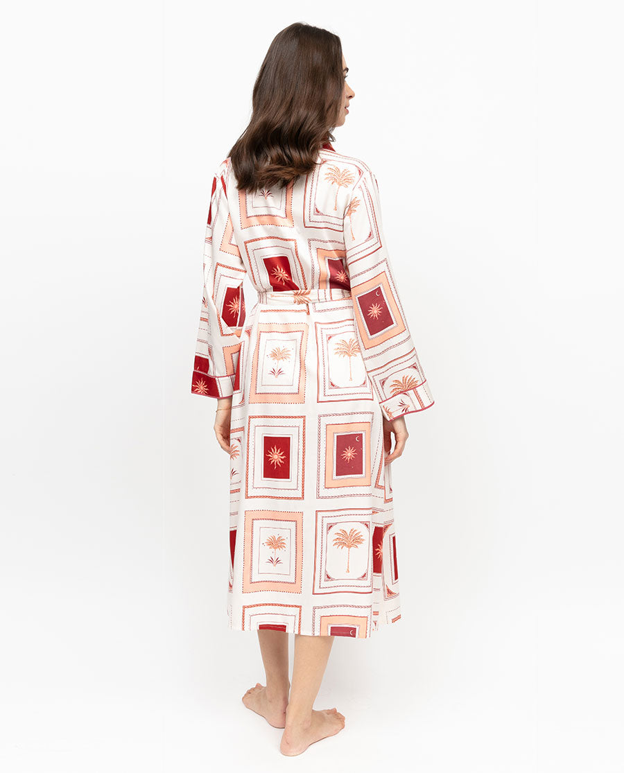 Rosebery Postcard Print Long Dressing Gown