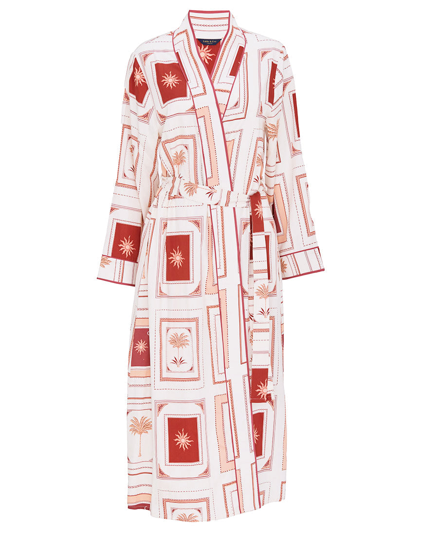 Rosebery Postcard Print Long Dressing Gown