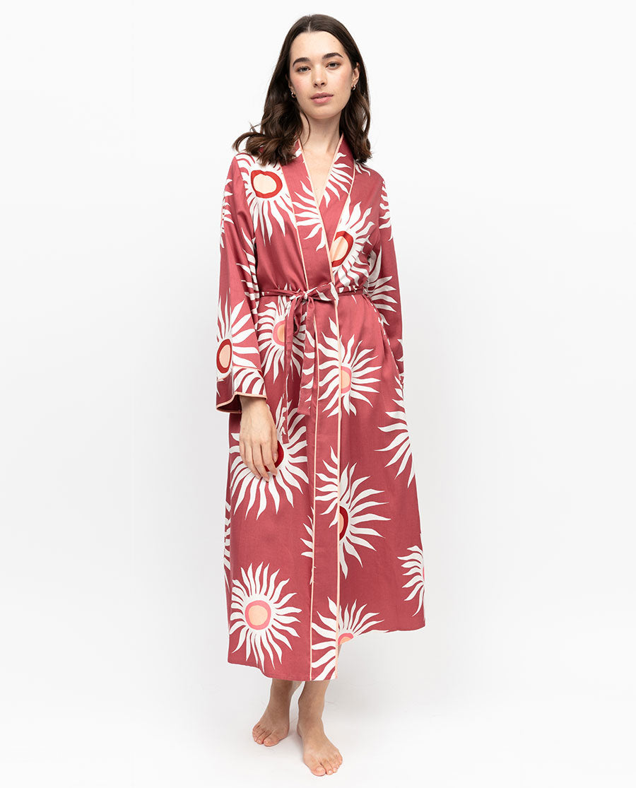 Rosebery Sun Print Long Dressing Gown