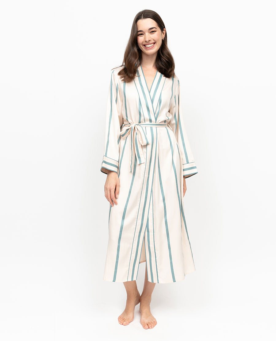 Somerset Printed Stripe Long Dressing Gown