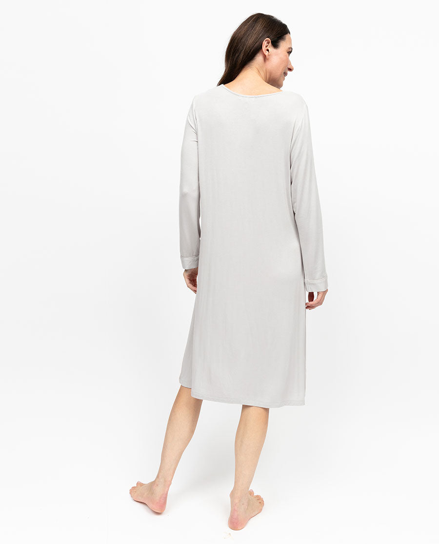 Willow Womens Lace Detail Jersey Long Sleeve Short Nightdress
