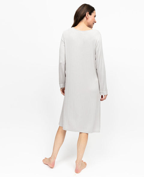 Willow Womens Lace Detail Jersey Long Sleeve Short Nightdress