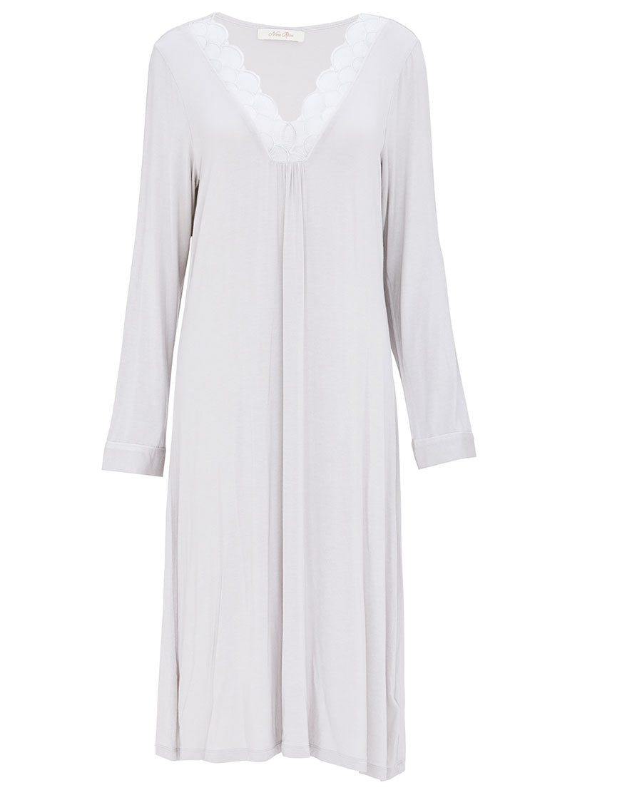 Willow Womens Lace Detail Jersey Long Sleeve Short Nightdress