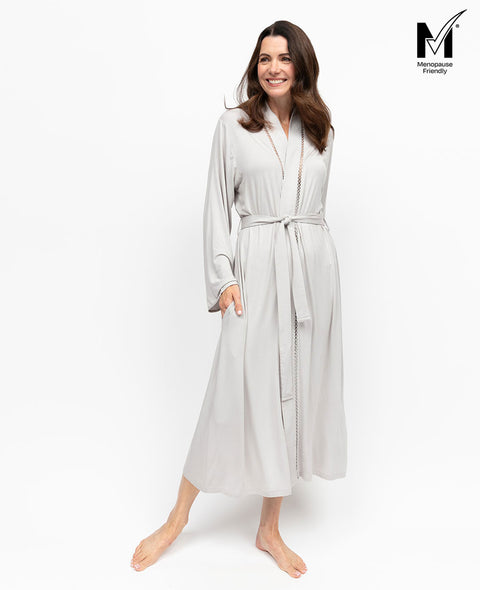 Willow Womens Lace Detail Jersey Long Dressing Gown