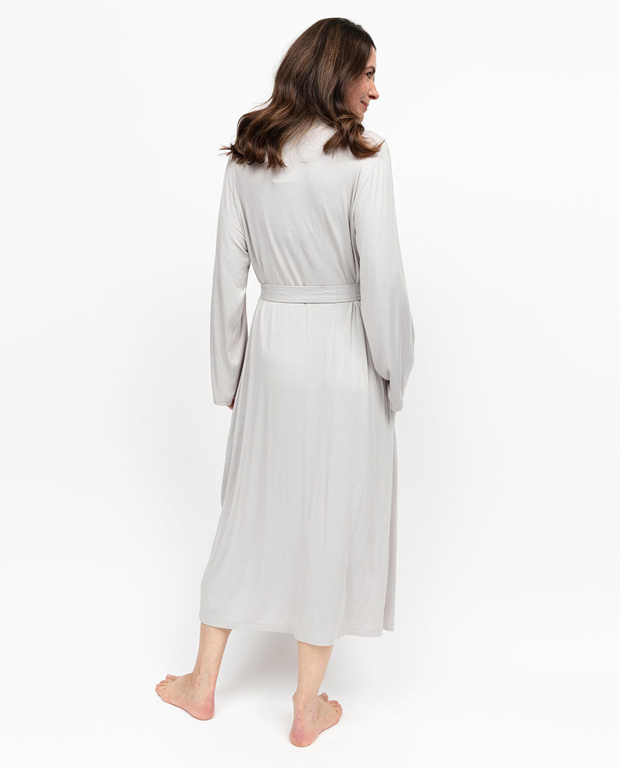 Willow Womens Lace Detail Jersey Long Dressing Gown