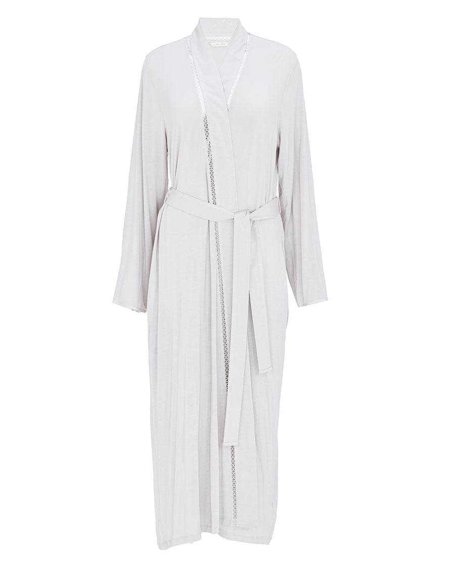 Willow Womens Lace Detail Jersey Long Dressing Gown