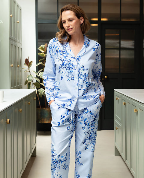 Lucy Womens Lace Detail Floral Print Pyjama Set