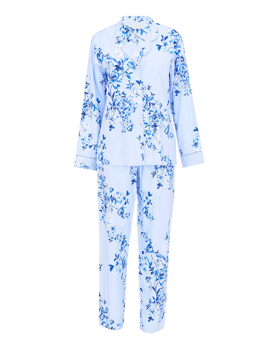 Lucy Womens Lace Detail Floral Print Pyjama Set