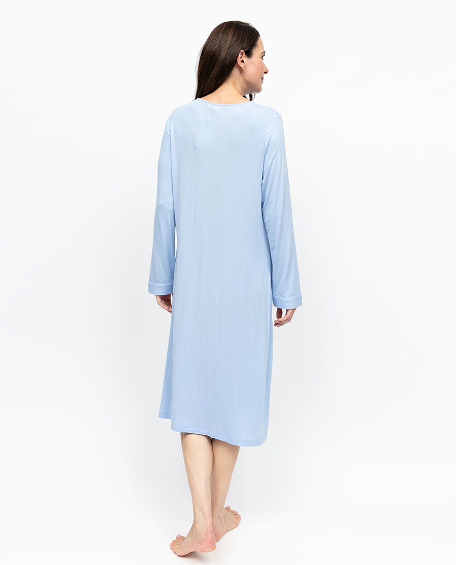 Lucy Womens Lace Detail Jersey Long Sleeve Short Nightdress