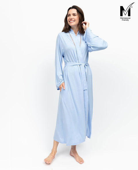 Lucy Womens Lace Detail Jersey Long Dressing Gown