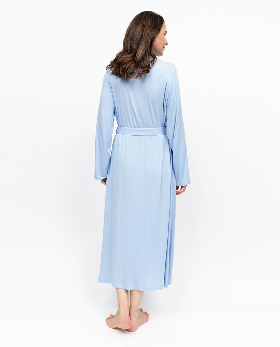Lucy Womens Lace Detail Jersey Long Dressing Gown