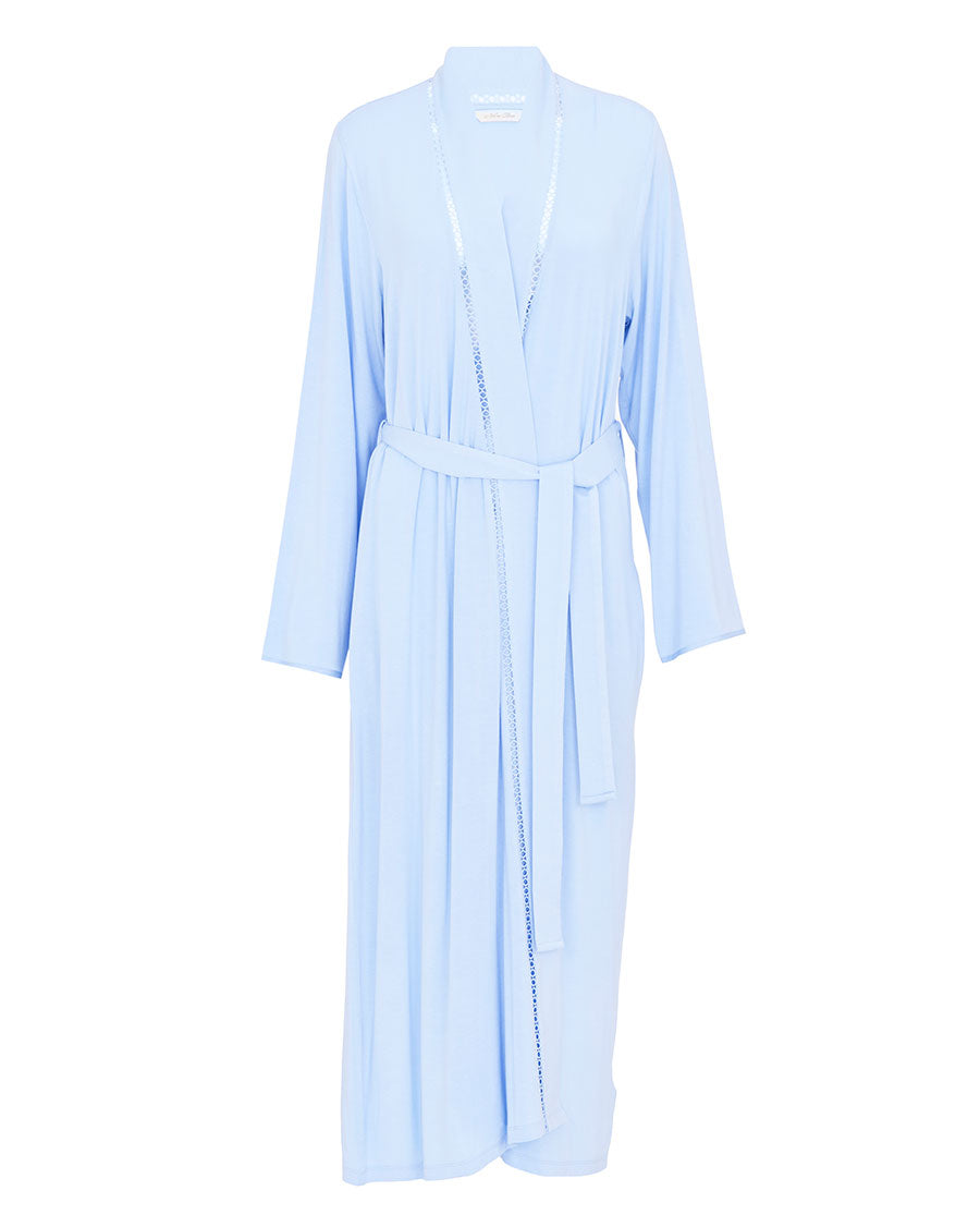 Lucy Womens Lace Detail Jersey Long Dressing Gown