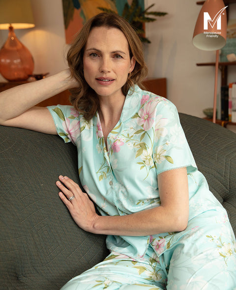 Juliette Womens Lace Trim Floral Print Pyjama Set