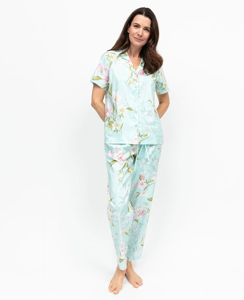 Juliette Womens Lace Trim Floral Print Pyjama Set