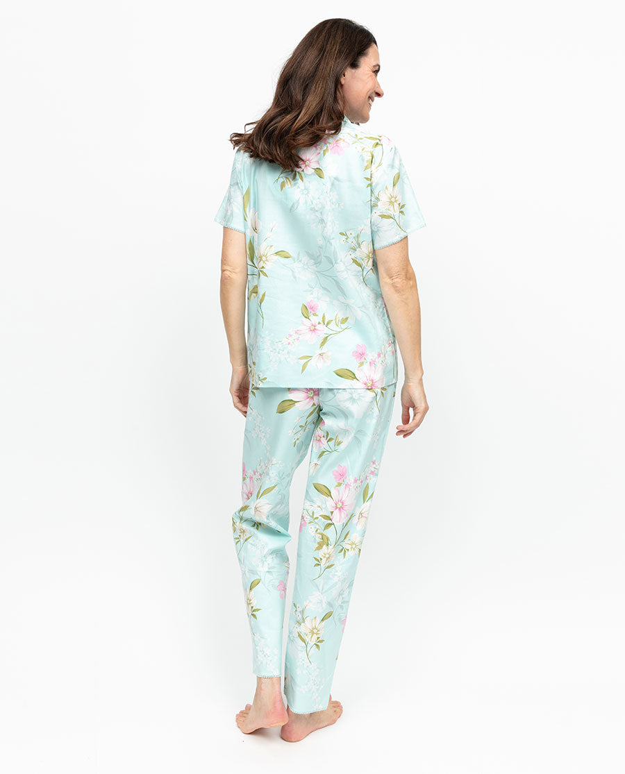 Juliette Womens Lace Trim Floral Print Pyjama Set