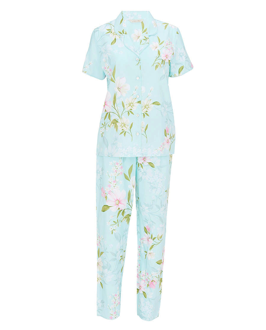Juliette Womens Lace Trim Floral Print Pyjama Set