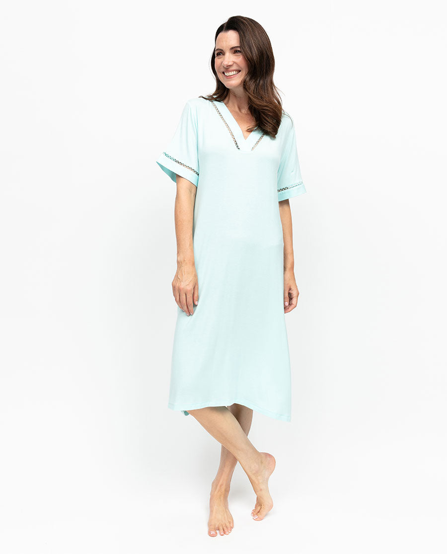 Juliette Womens Insert Lace Detail Jersey Short Nightdress