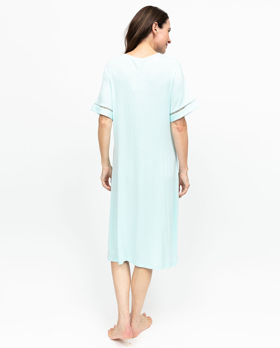 Juliette Womens Insert Lace Detail Jersey Short Nightdress