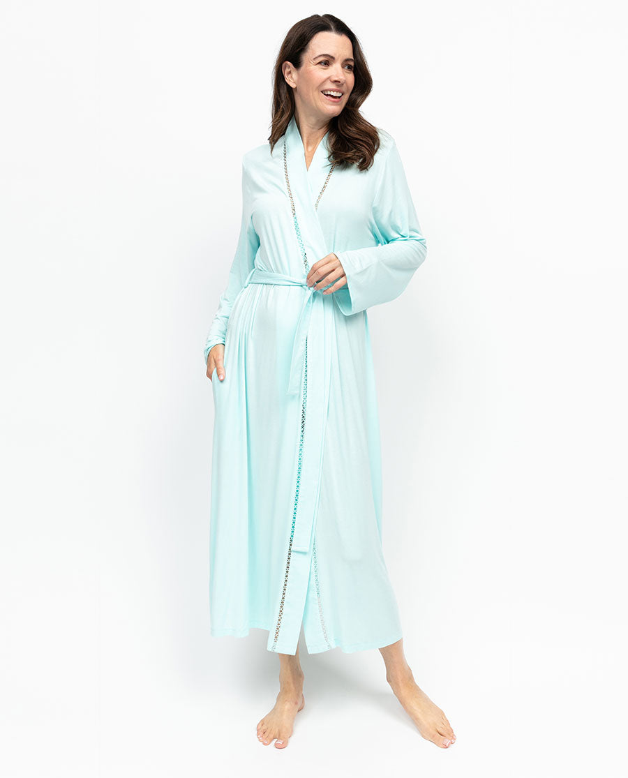 Juliette Womens Lace Detail Jersey Long Dressing Gown