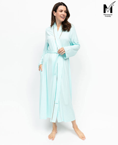 Juliette Womens Lace Detail Jersey Long Dressing Gown