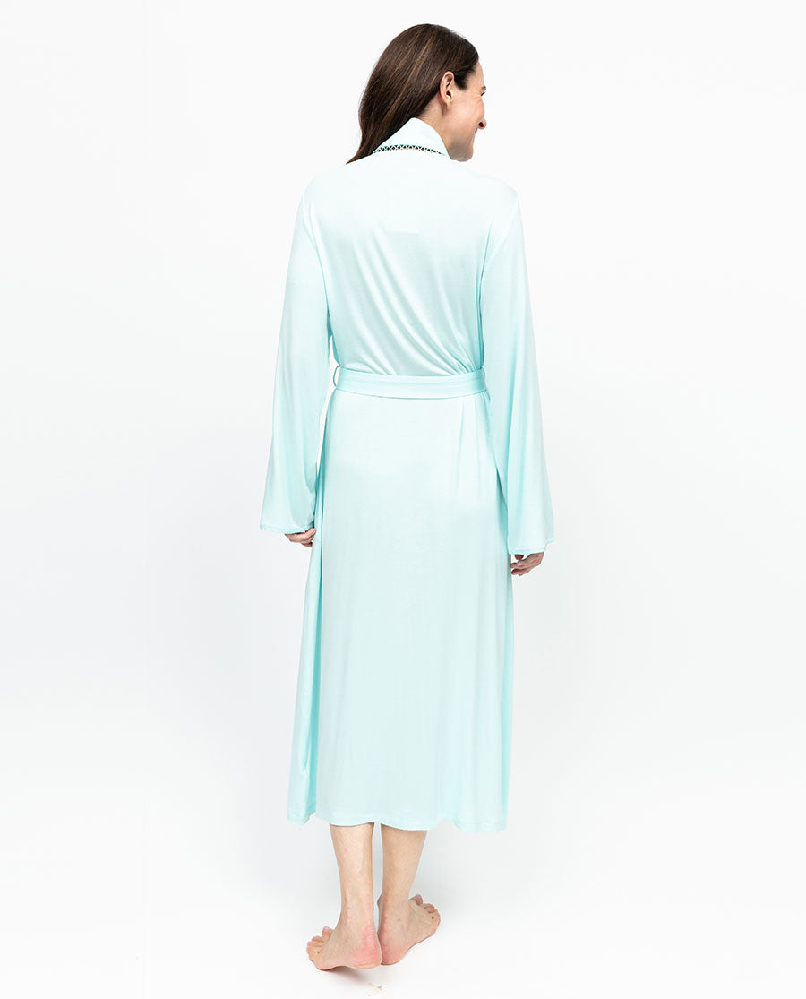 Juliette Womens Lace Detail Jersey Long Dressing Gown