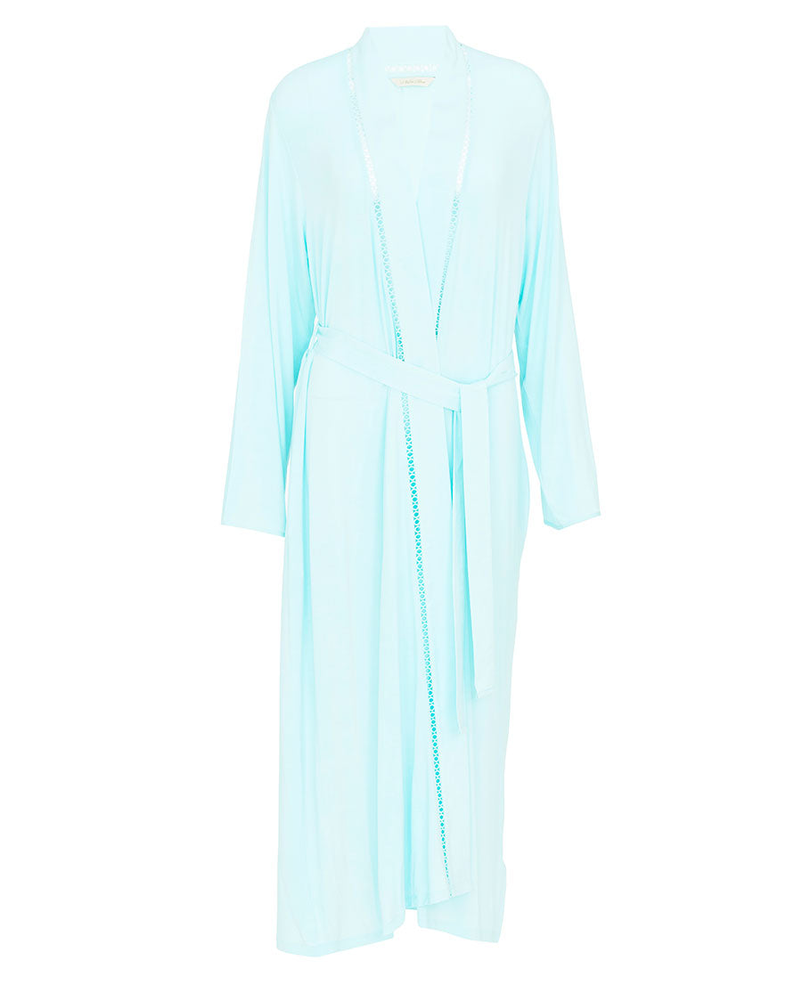 Juliette Womens Lace Detail Jersey Long Dressing Gown