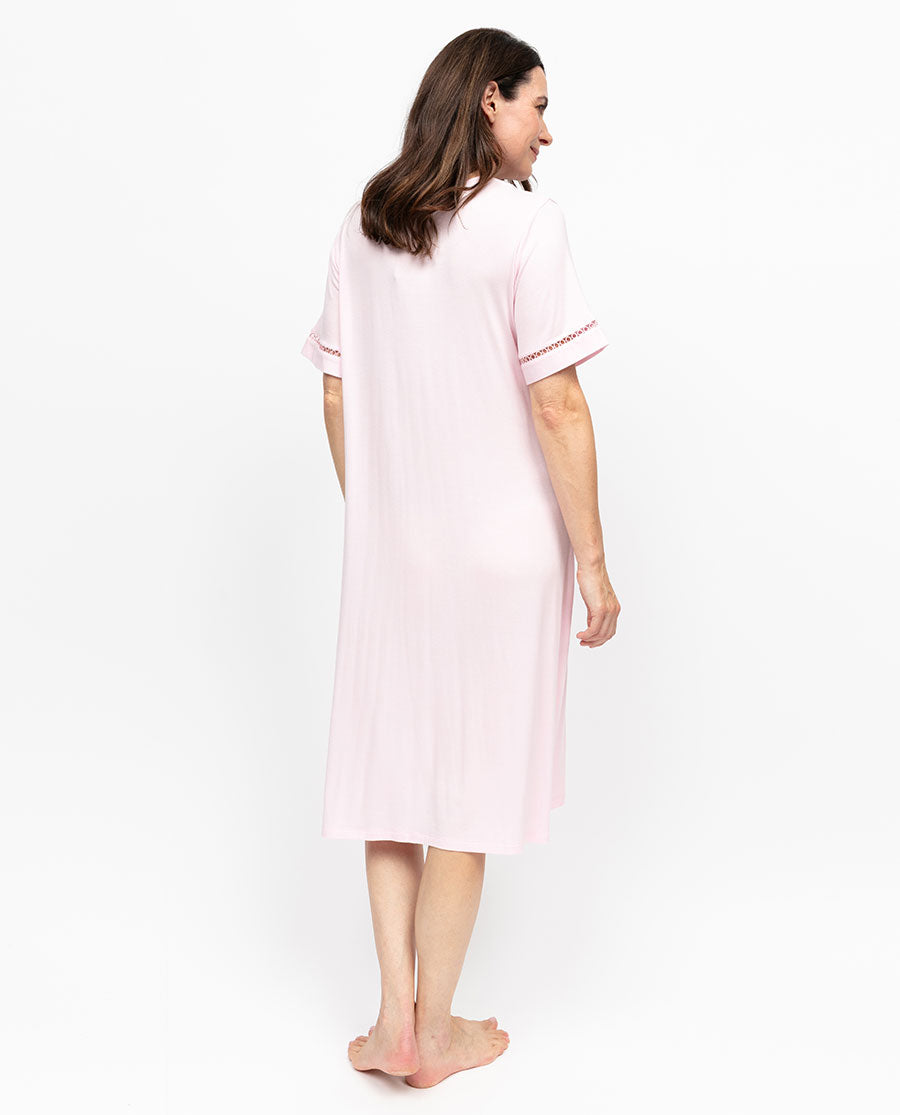 Samantha Womens Insert Lace Detail Jersey Short Nightdress