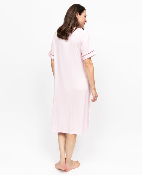 Samantha Womens Insert Lace Detail Jersey Short Nightdress