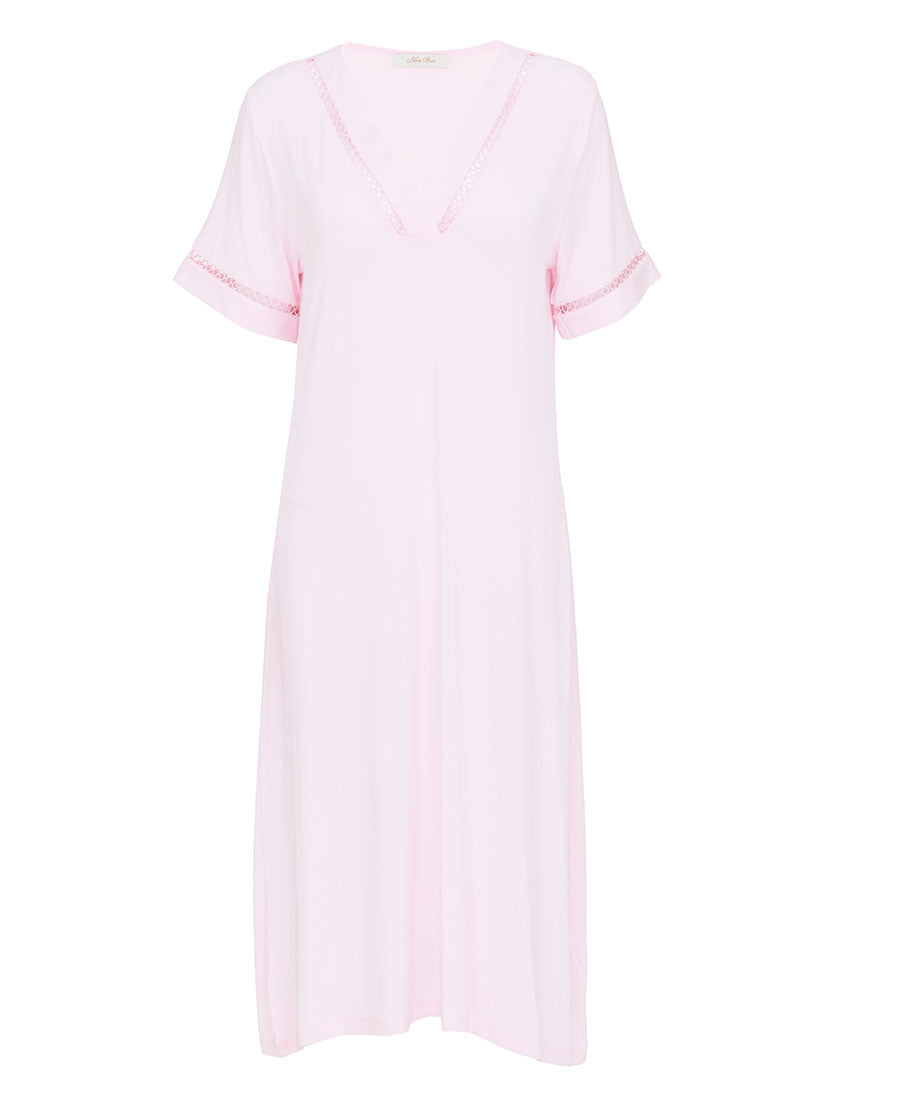 Samantha Womens Insert Lace Detail Jersey Short Nightdress