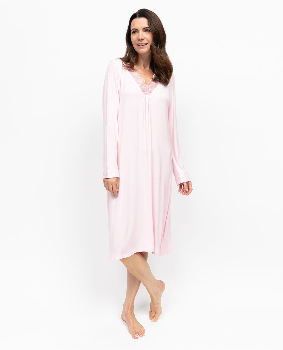 Samantha Womens Lace Detail Jersey Short Nightdress
