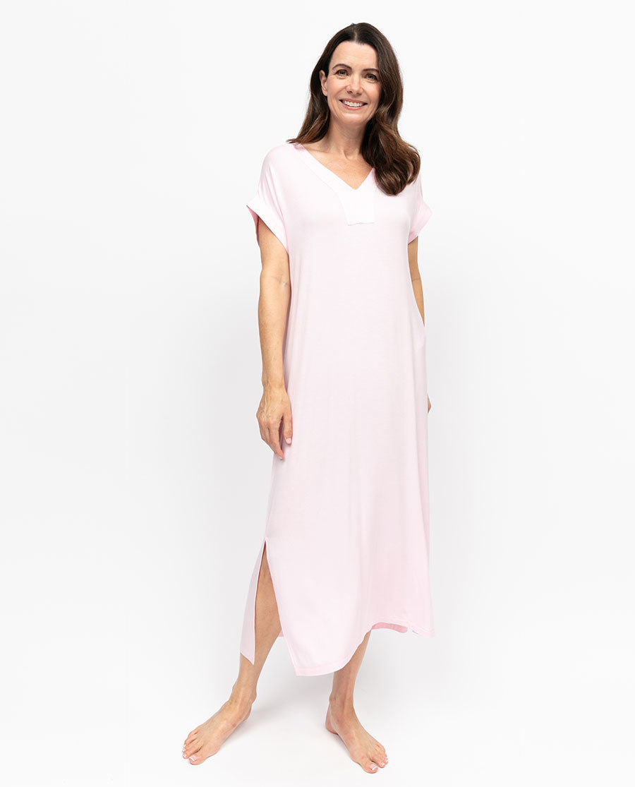 Samantha Women Cap Sleeve Jersey Long Nightdress