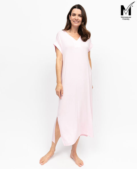 Samantha Women Cap Sleeve Jersey Long Nightdress