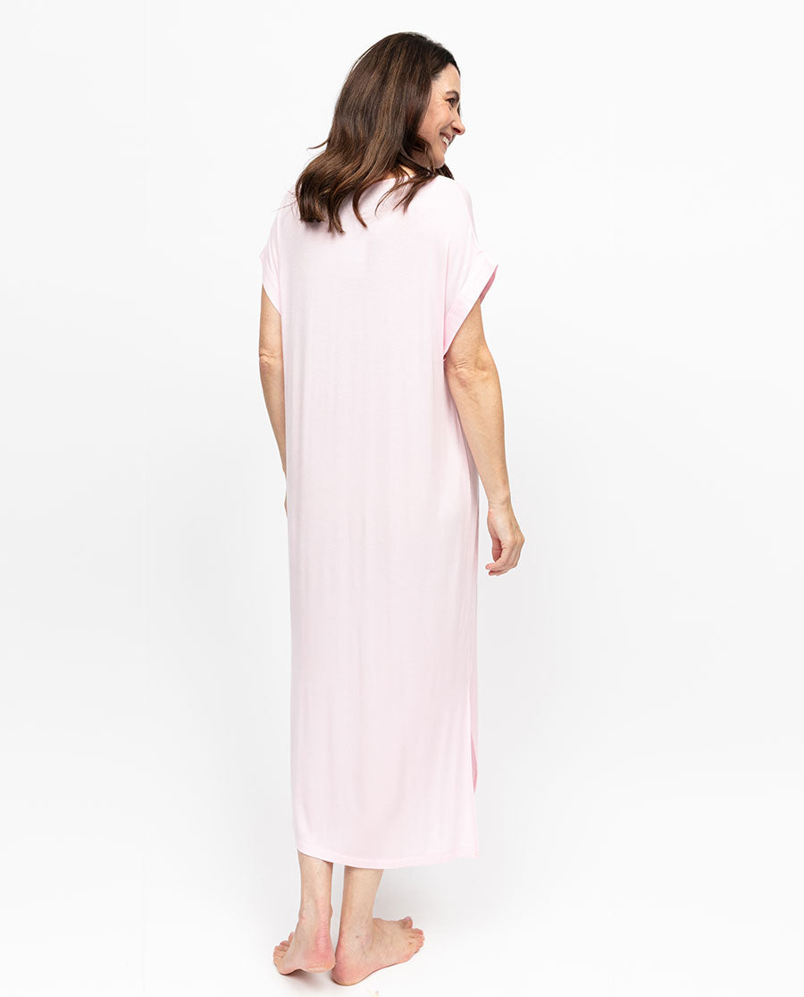 Samantha Women Cap Sleeve Jersey Long Nightdress